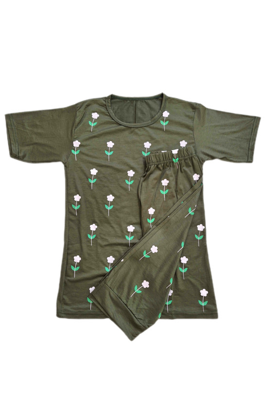 فروش خرده تیشرت شلوارک زنانه مدل آستین کوتاه جنس نخی ویسگوز یشمی