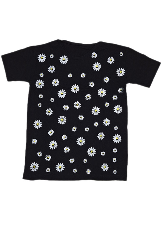 خرید تیشرت آستین کوتاه طرح بابونه زنانه دخترانه جنس نخ پنبه اعلا