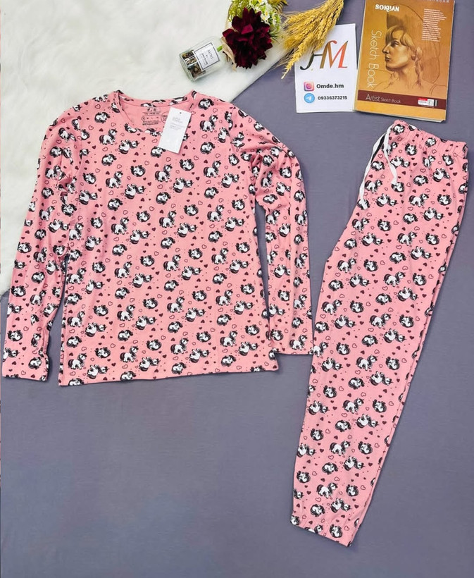 بلوز شلوار زنانه آستین بلند جنس نخی کشی برند H&M